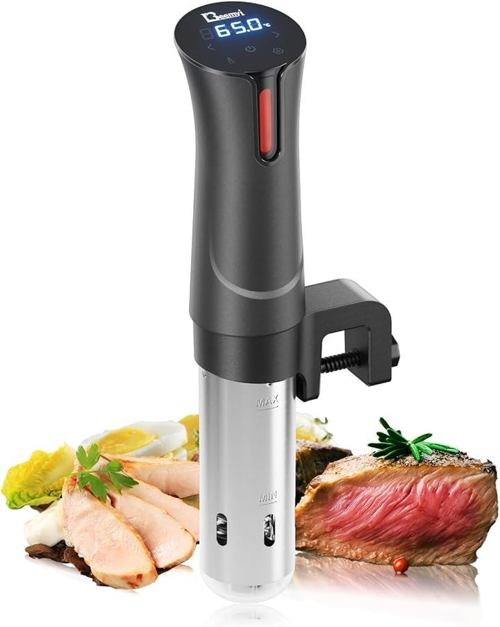 低温調理器 真空調理器 スロークッカーbeemyi 24時間 予約機能 保温機能付き 低温調理機 Sous vide 日本向けに設計 1000Wハイパワー(black, Small)