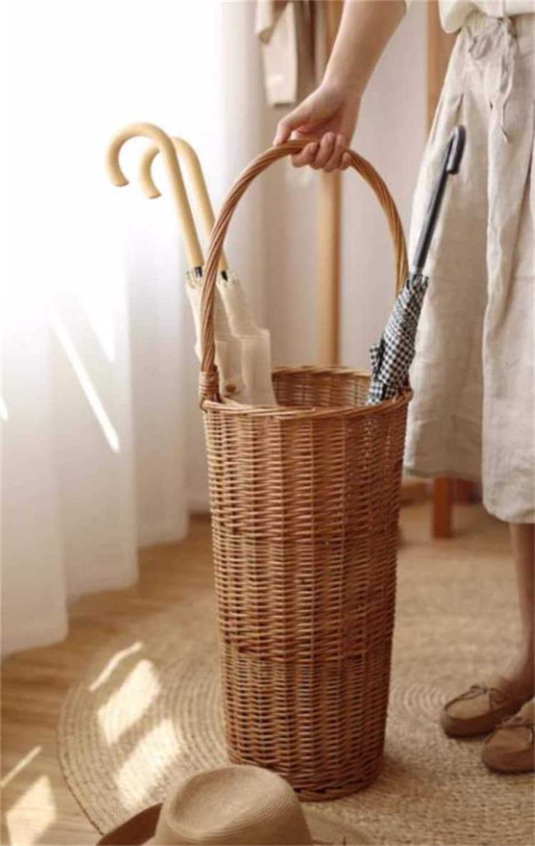 早い者勝ち 多機能収納バスケット・衣類収納・玄関収納かご・籐傘立て・モップ収納・巻物書画整理ケース