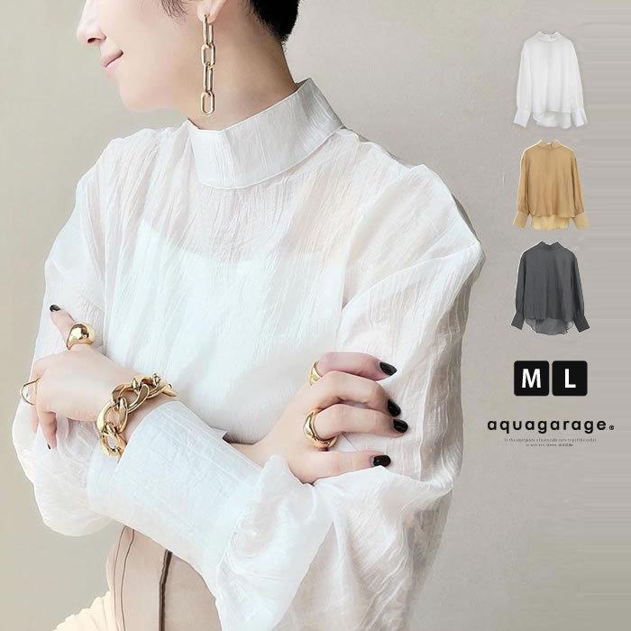 【迅速出荷】販売最低価 ! ボリュームスリーブシアーブラウス レディース 春 夏 秋 M L 長袖