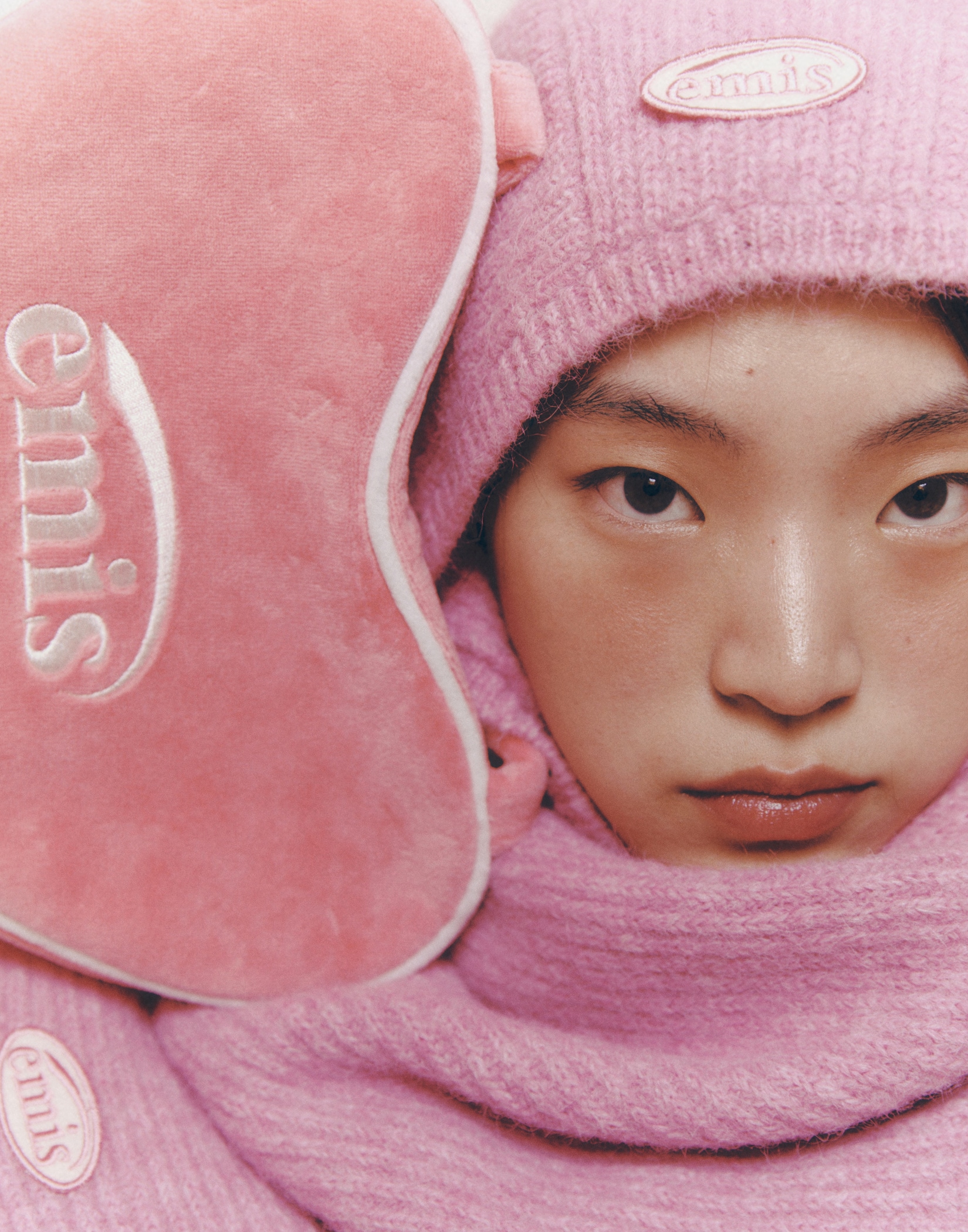 【EMIS】 VELOUR HEART TOTE BAG : PINK