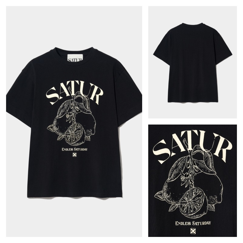 【SATUR】 CAPRI CITRON DRAWING SUMMER GRAPHIC T-SHIRTS : CLASSIC BLACK