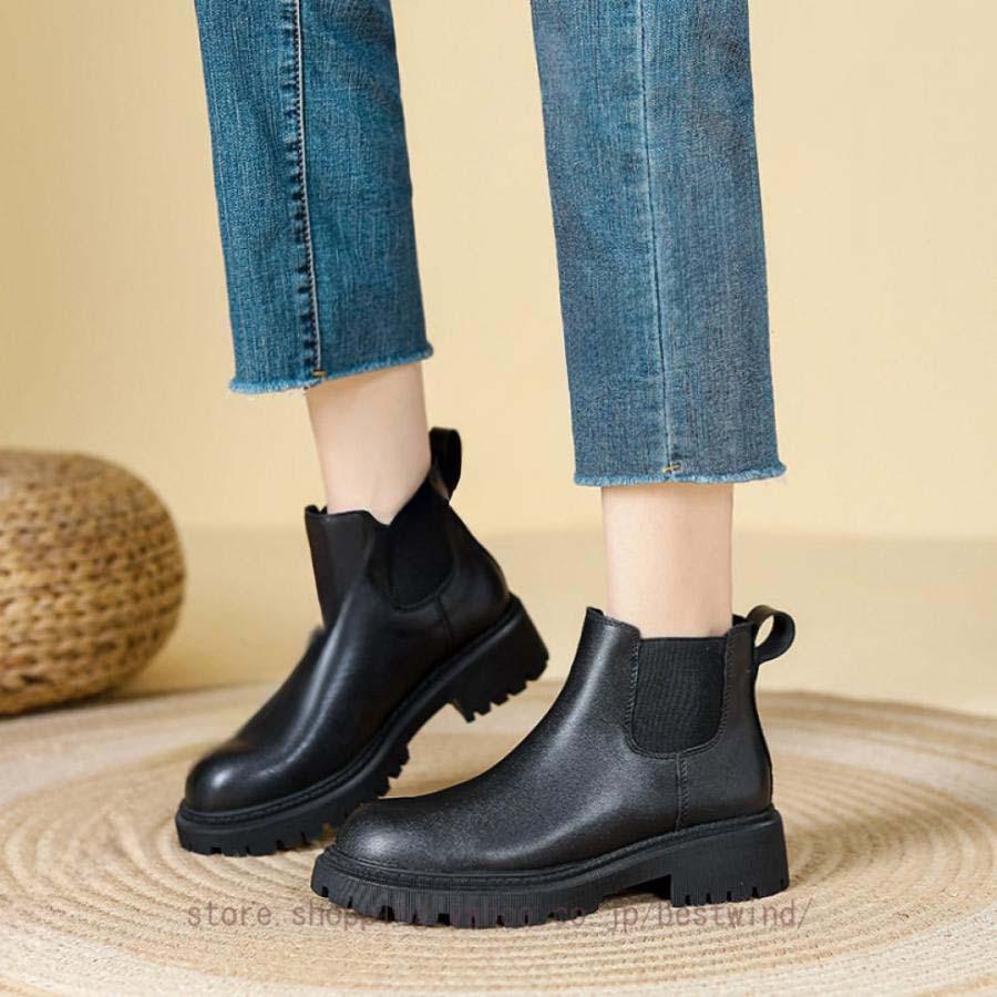 2025新品 数量限定 ブーツ レディース サイドゴアブーツ ショートブーツ レディース ショート 厚底 太ヒール 歩きやすい ヒール4cm コスプレ 大きいサイズ ハンサムシューズ 短納期