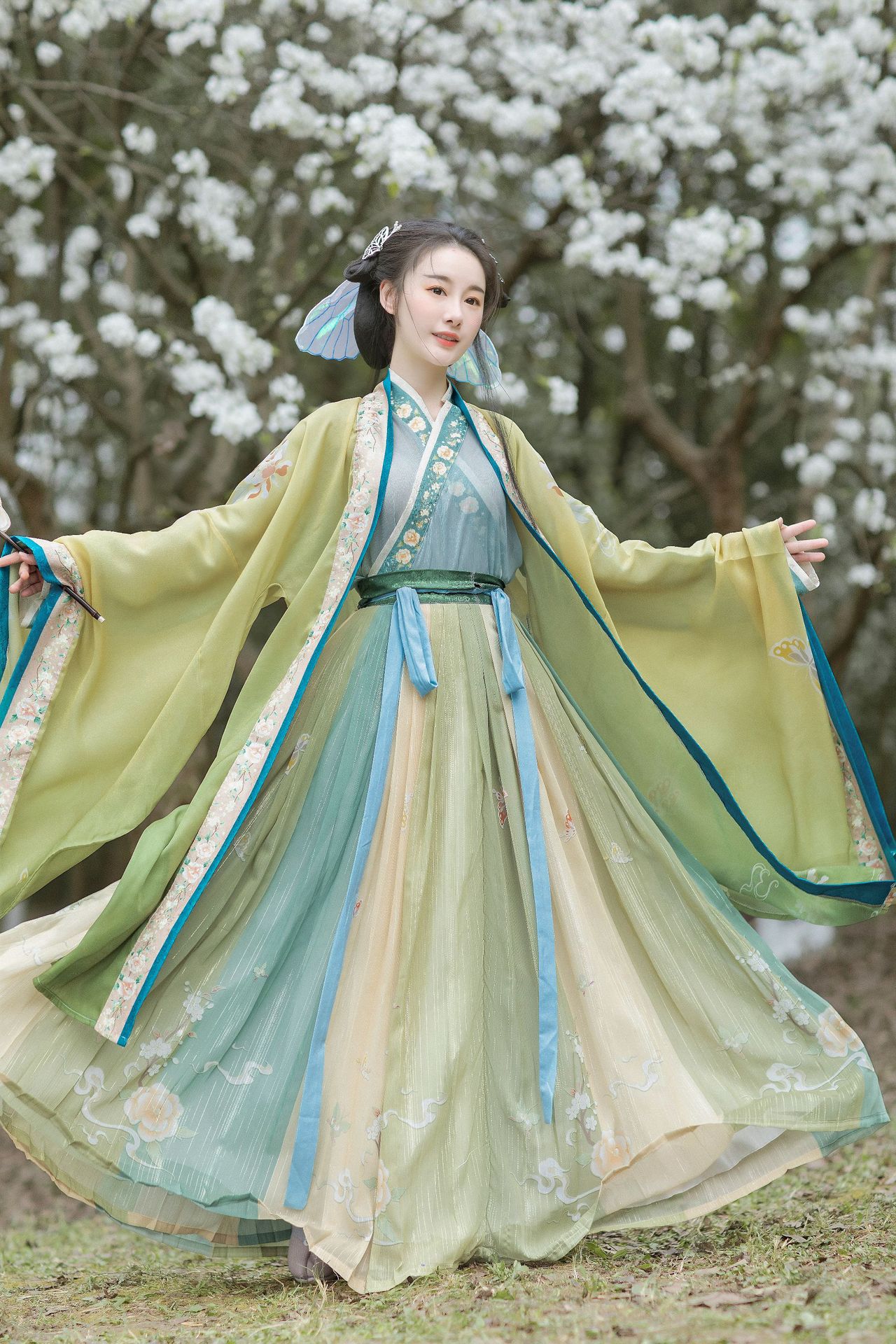 アゲハ古代衣装歌漢服女装スーツクロスカラー腰丈袖シャツセット韓服女装春夏日常新作ラスカート