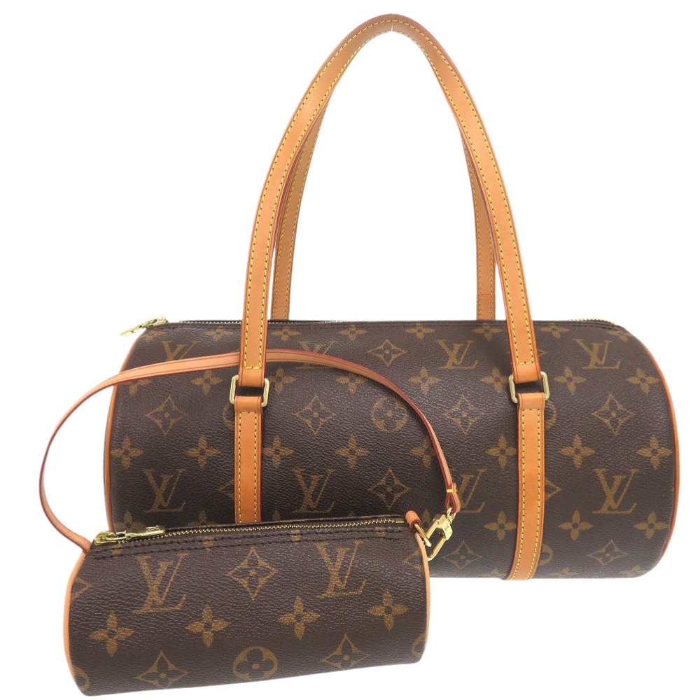 美品 パピヨン30 ポーチ付 モノグラム M51385 ハンドバッグ モノグラムキャンバス/モノグラムキャンバス ブラウン LV 0073【中古】 レディース