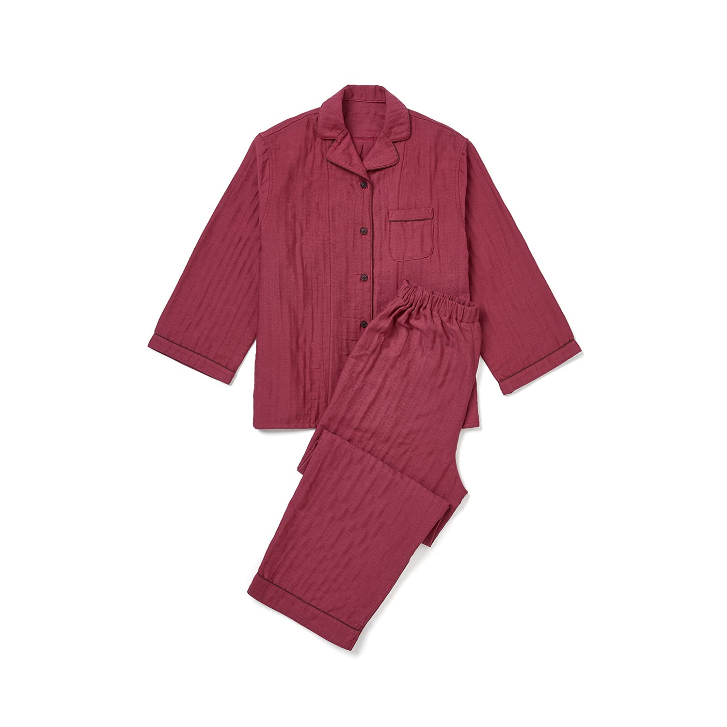 タオル美術館(Towel Museum) レディース ガーゼパジャマ ボルドー S 24-8027150VO