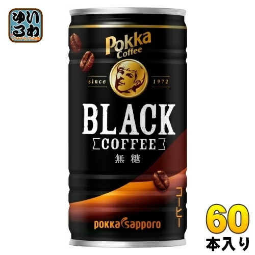ポッカサッポロ ポッカコーヒー ブラック 185g 缶 60本 (30本入×2 まとめ買い) 無糖コーヒー BLACK