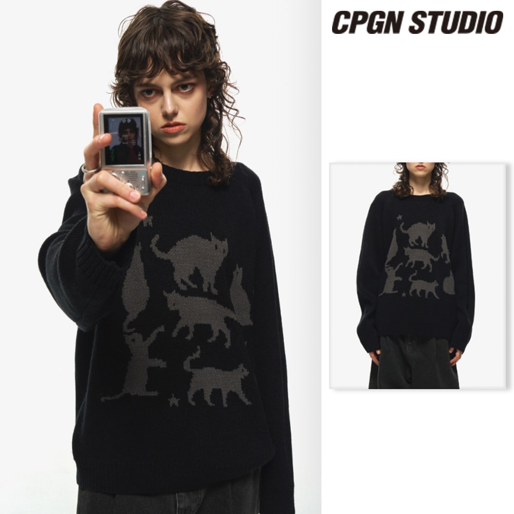 【CPGN STUDIO】 CAT CAT CAT CAT Raglan Sweater