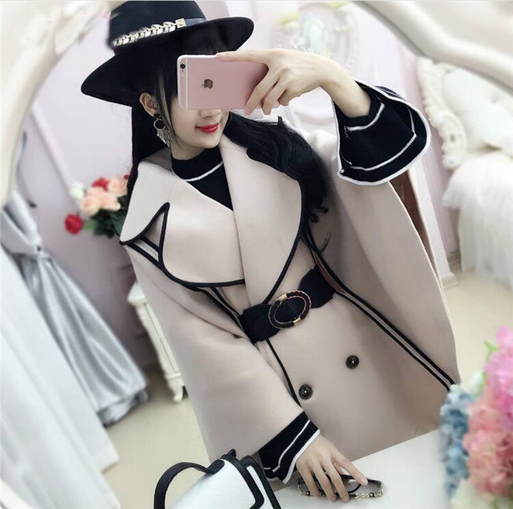 初秋の新ベージュブラックボーダーバットスリーブ レディース 通勤オフィス マントコートu3000ケー 6,800円