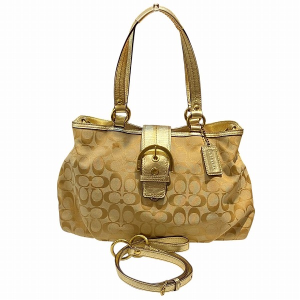 コーチ シグネチャー F17402 ベージュ系×ゴールド系 バッグ トートバッグ レディース