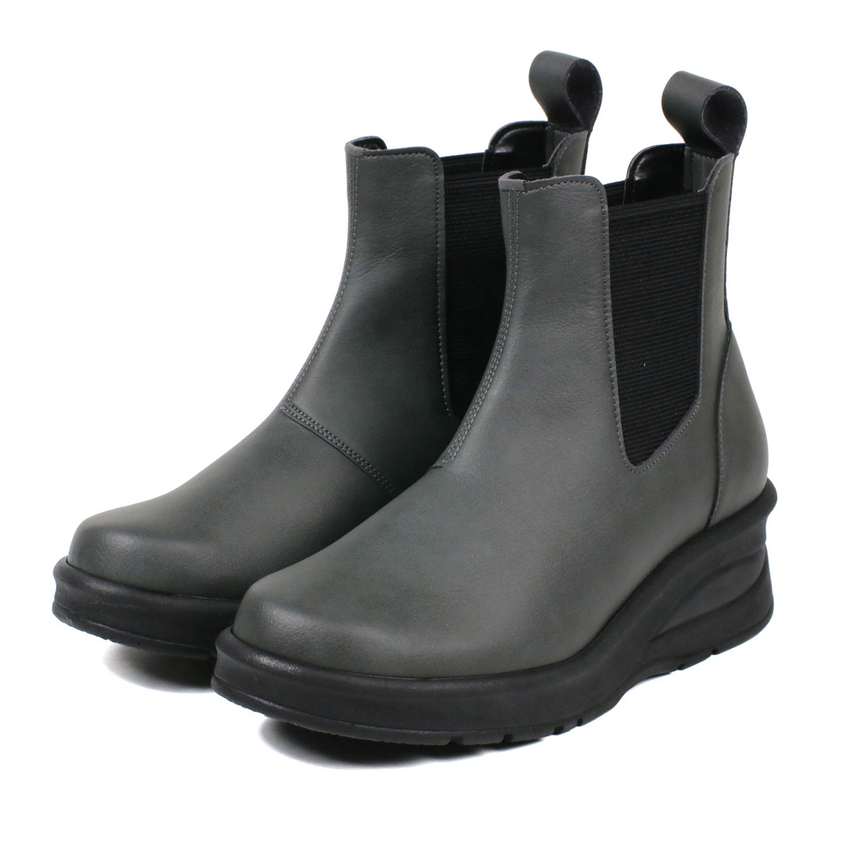 サイドゴアブーツ レディース 日本製 ショートブーツ 厚底 ウェッジソール 痛くない 履きやすい 柔らかい 防寒 シンプル 69501