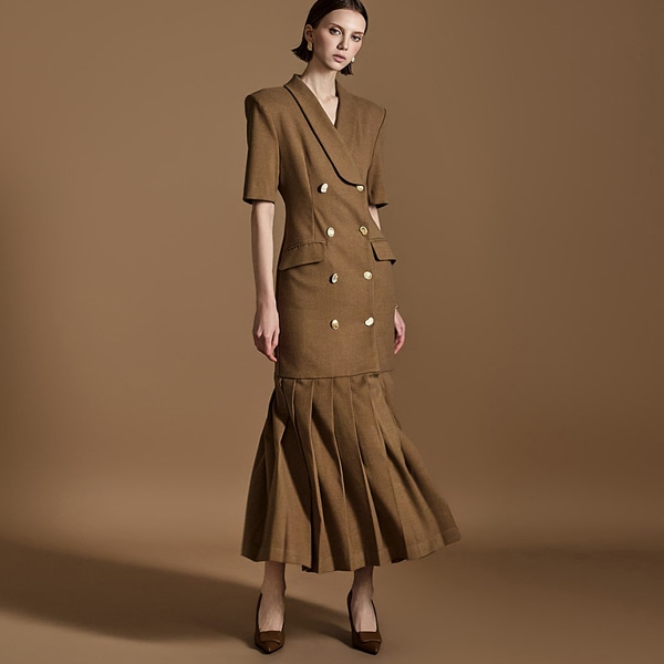 D9512 ショールカラー ワンピース 21,875円