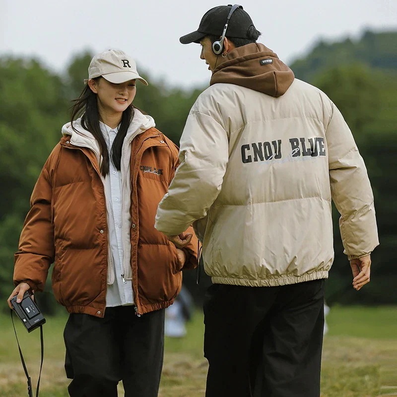 コットンジャケット 秋冬日系新作 ショートコットンジャケット oversize羽毛綿入れ女性冬の新学生休暇厚手綿入れ2枚カップル綿