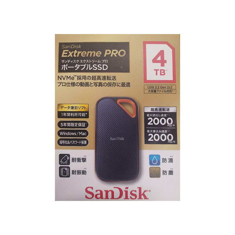 【新品】SanDisk サンディスク 外付けSSD USB-C＋USB-A接続 エクストリーム プロ V2 4TB SDSSDE81-4T00-J25