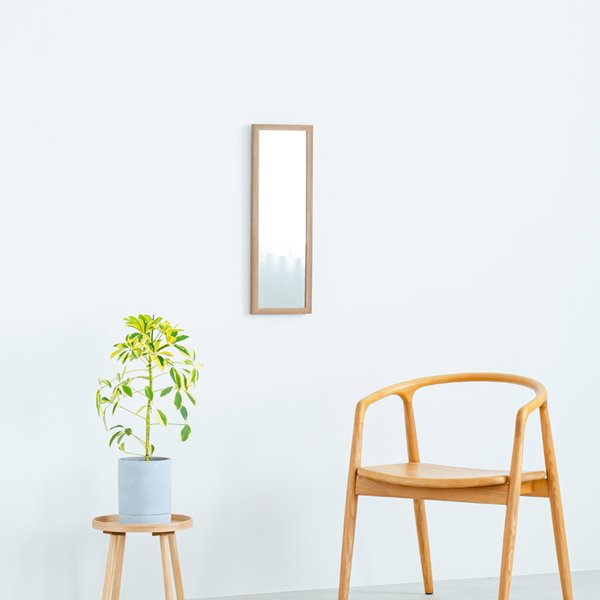 (4個セット)ウォールミラーdeco60(ナチュラル) 木目 北欧風 鏡 姿見 高級感 木製 ドレッサー 玄関 トイレ 洗面 壁掛け モダン 韓国インテリア 業務用 NK-221