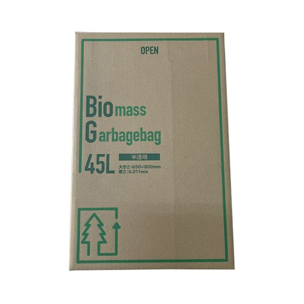 （まとめ） ショーエイコーポレーション バイオマス素材配合ゴミ袋 半透明 45L SH-53 1箱（100枚） [x3セット]