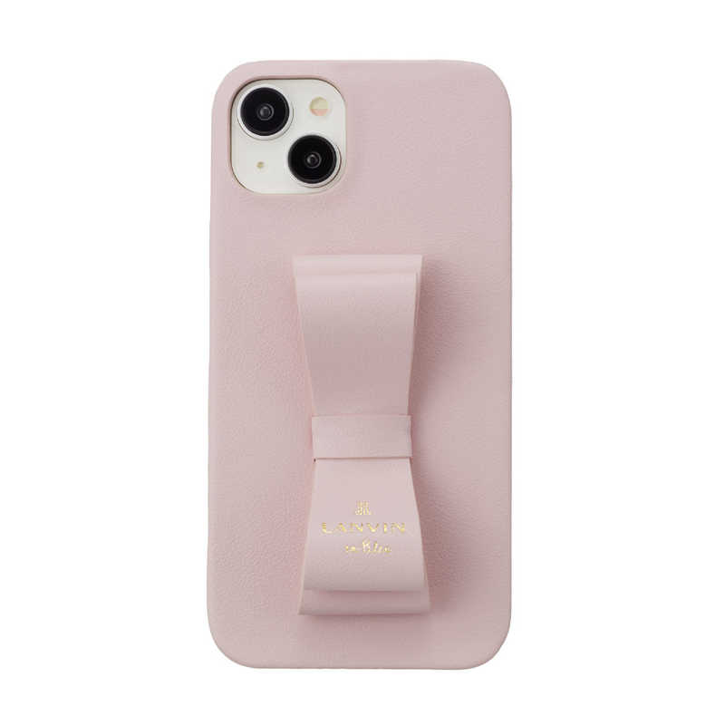 ランバン　Slim Wrap Case Stand ＆ Ring Ribbon iPhone 15 Plus LANVIN en Bleu Sakura Pink　LBSPKSRIP2367