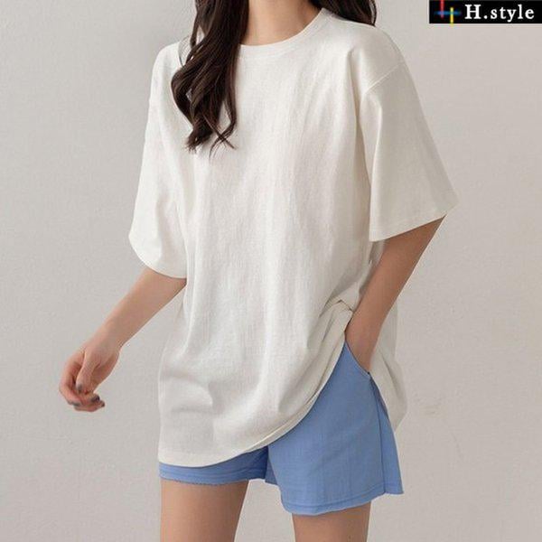 HスタイルCNマーケット半袖Tシャツ/春/Tシャツ/マンツーマン/ルーズフィット/ミシ/季節の変わり目/長袖/カジュアル