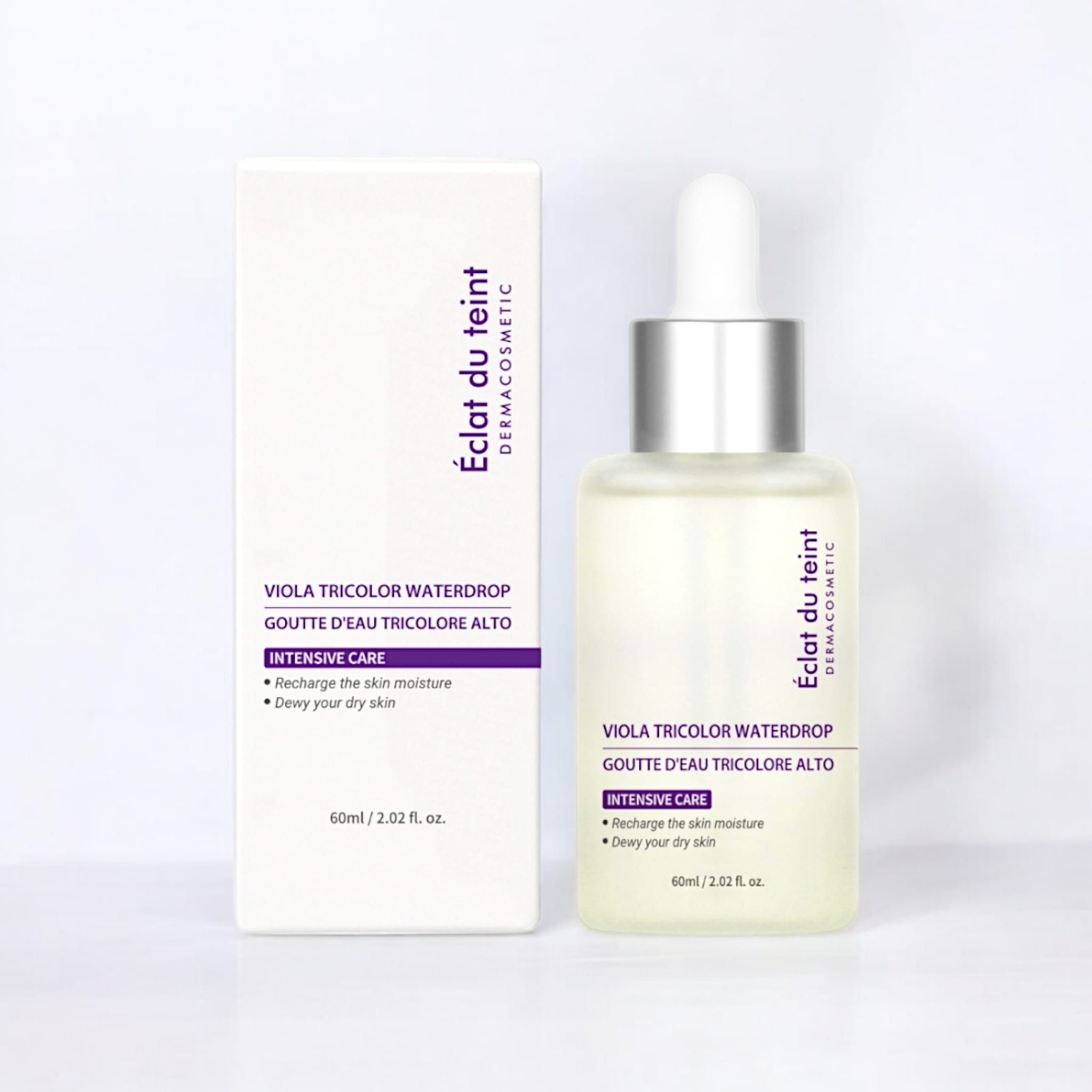 Eclat du teint VIOLA TRICOLOR WATERDROP アンプル 60ml, 鎮静·バリア強化·水分·色素沈着改善