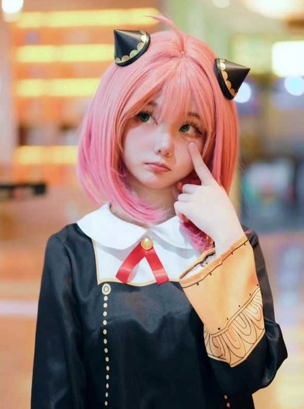 アーニャ コスプレ ワンピース ウイッグ付 制服 イーデン 子供 子ども キッズ 生地 コスチューム 衣装 なりきり お出かけ クリスマス ハロウィン