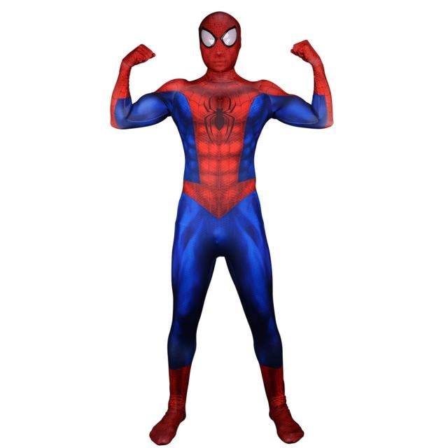 【短納期】スパイダーマン コスプレ キッズ 子供 大人 赤ー青色全身タイツ ハロウイン　コスプレ衣装 ステージ衣装 ライクラ 柔らかい 弾力と伸縮性あり