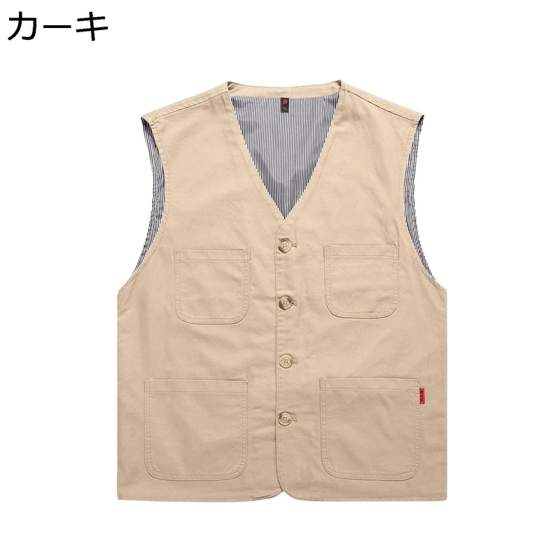 春秋 デニムベスト メンズ 薄手 カジュアル チョッキ ジレ 綿 通気性 軽量 アウトドアベスト 耐磨耗性 ノースリーブジャケット アウター ジージャン Gジャン 袖なし Vネック 作業用 大きいサイ