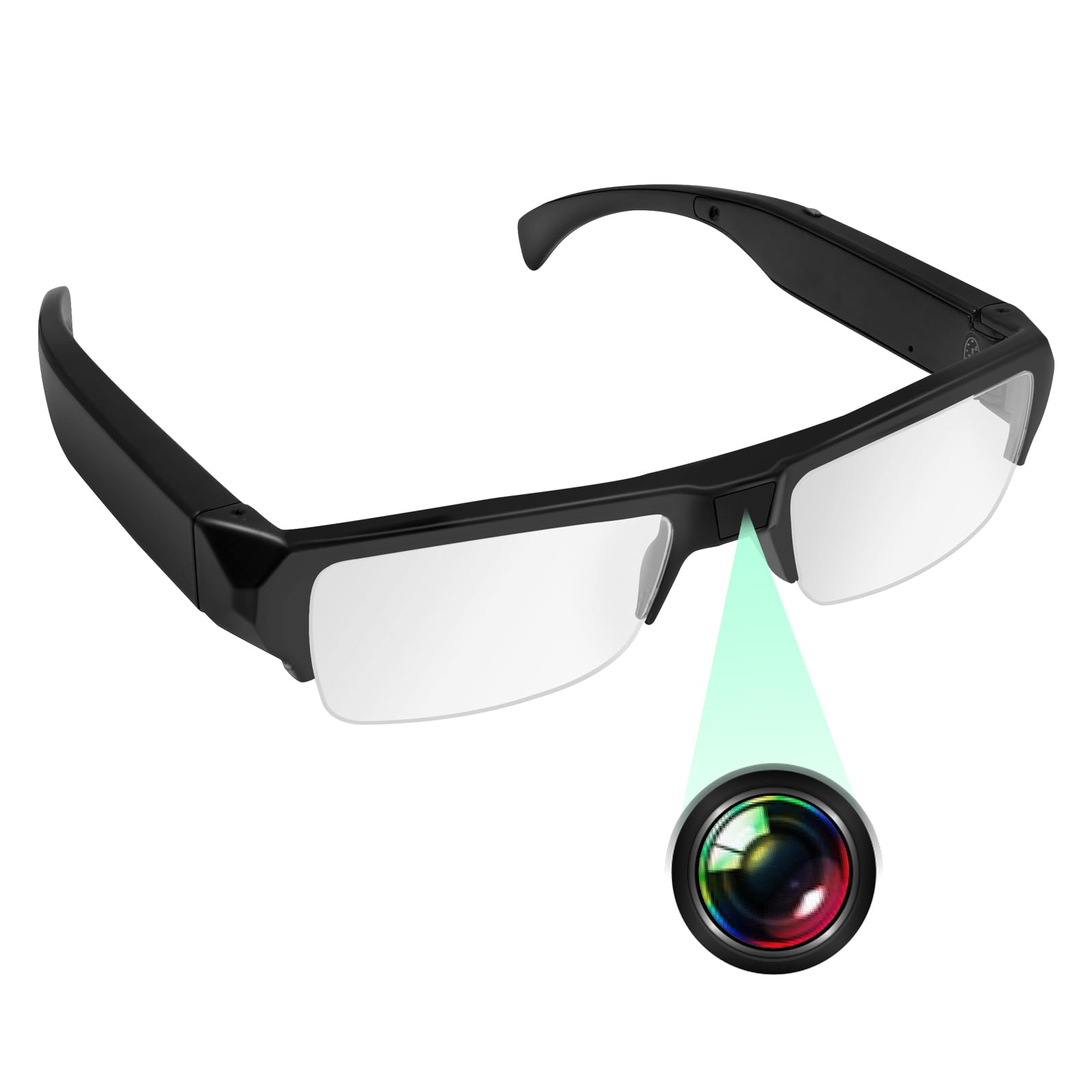 小型カメラ 隠しカメラ メガネカメラ 軽量 HD1080P画質 大容量128GB対応 動画写真撮影 操作簡単 掛けて撮る 上書き録画 スパイカメラ カメラ付きメガネ 防犯用 会議 商談 証拠撮影 屋内