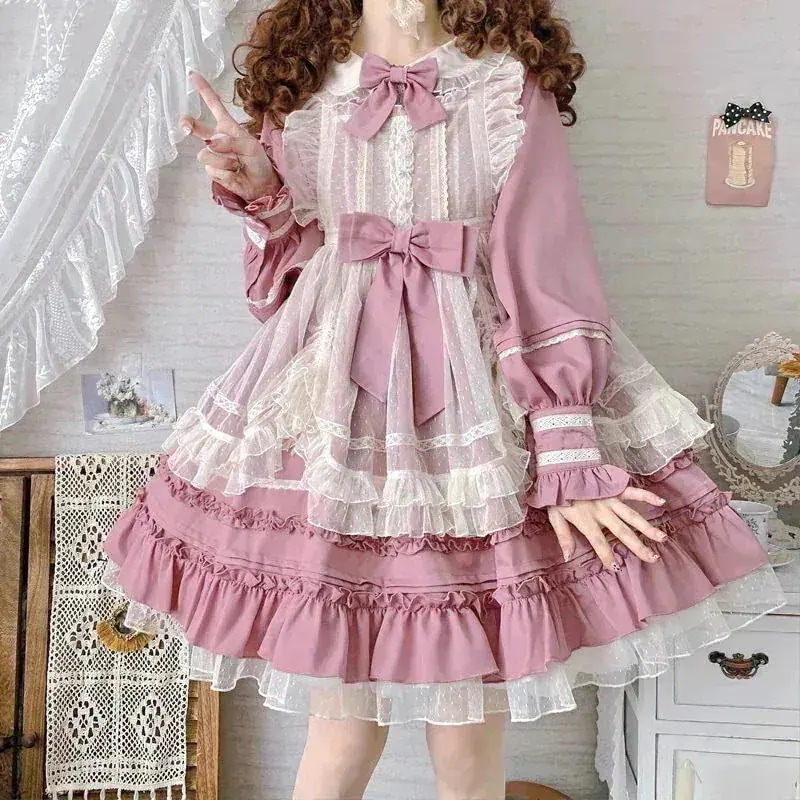 デザインセンスロリータワンピース可愛い長袖opワンピース女 【本日限定】コスプレ セットアップパーティードレス
