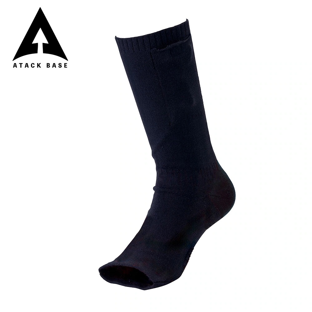 アタックベース ソックス メンズ 冬用 電熱ソックス バッテリー付き 充電式 電熱靴下 つま先なし 寒さ対策 メンズ USB 4段階温度調節 防寒 厚手 黒 オレンジ ヒートオープンソックス 4600