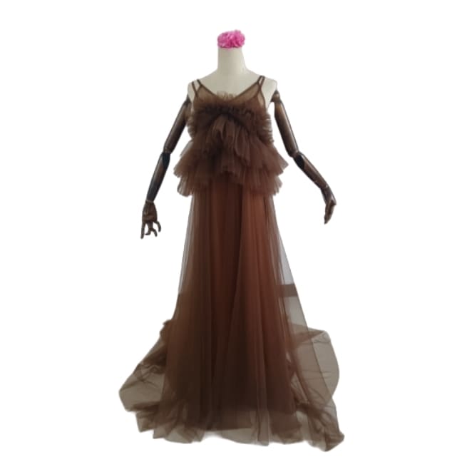 パーティードレス キャミソール ツーピース コーヒーの色 デザイン感 前撮り 妊婦 2次会