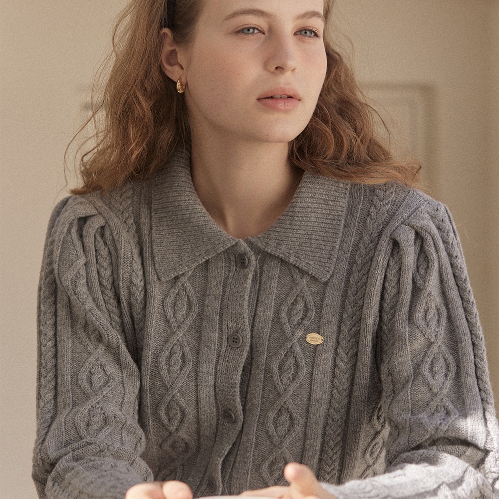 Casimere Merino Wool Puff Cardigan - Grey