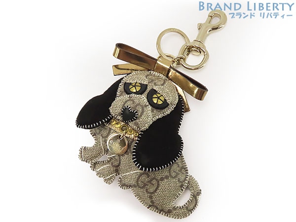 レア美品グッチGGプラスグッチョリビーグルサムチャームバッグチャームキーホルダーキーリングベージュ206078