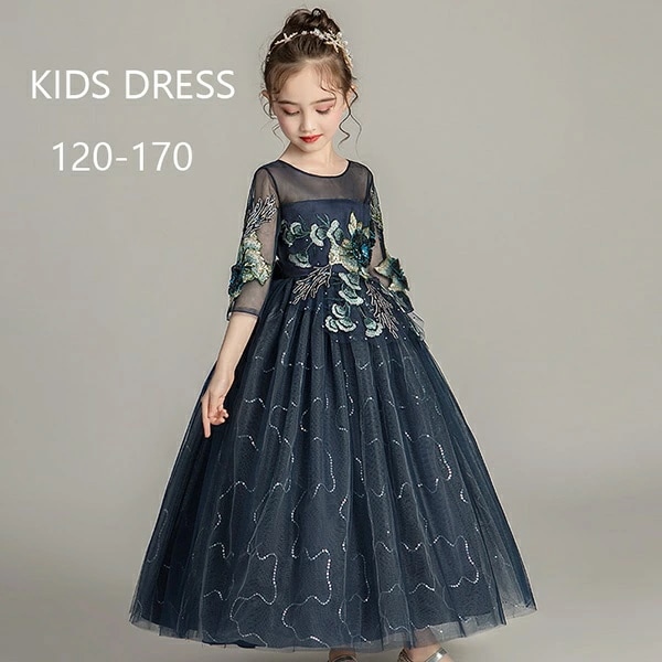 ドレス 子供 ピアノ 発表会 ピアノ発表会 中学生 ワンピース 女の子 ロングドレス 結婚式 ジュニア ピアノ発表会ドレス 袖付き パーティードレス イブニング ロング キッズ フラワーガール 大きい