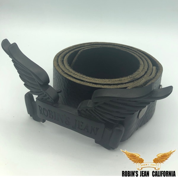 ロビンズジーン ベルト 06-03 ROBINS JEAN メンズ レディース レザーベルト ビンテージ ブラック ウイング バックル ブラック ロビンジーンズ safari サファリ 16,500円