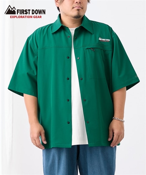長袖シャツ セットアップ可能 ストレッチ半袖オーバーシャツ　はっ水 ファーストダウンエクスプロレーションギア 大きいサイズ