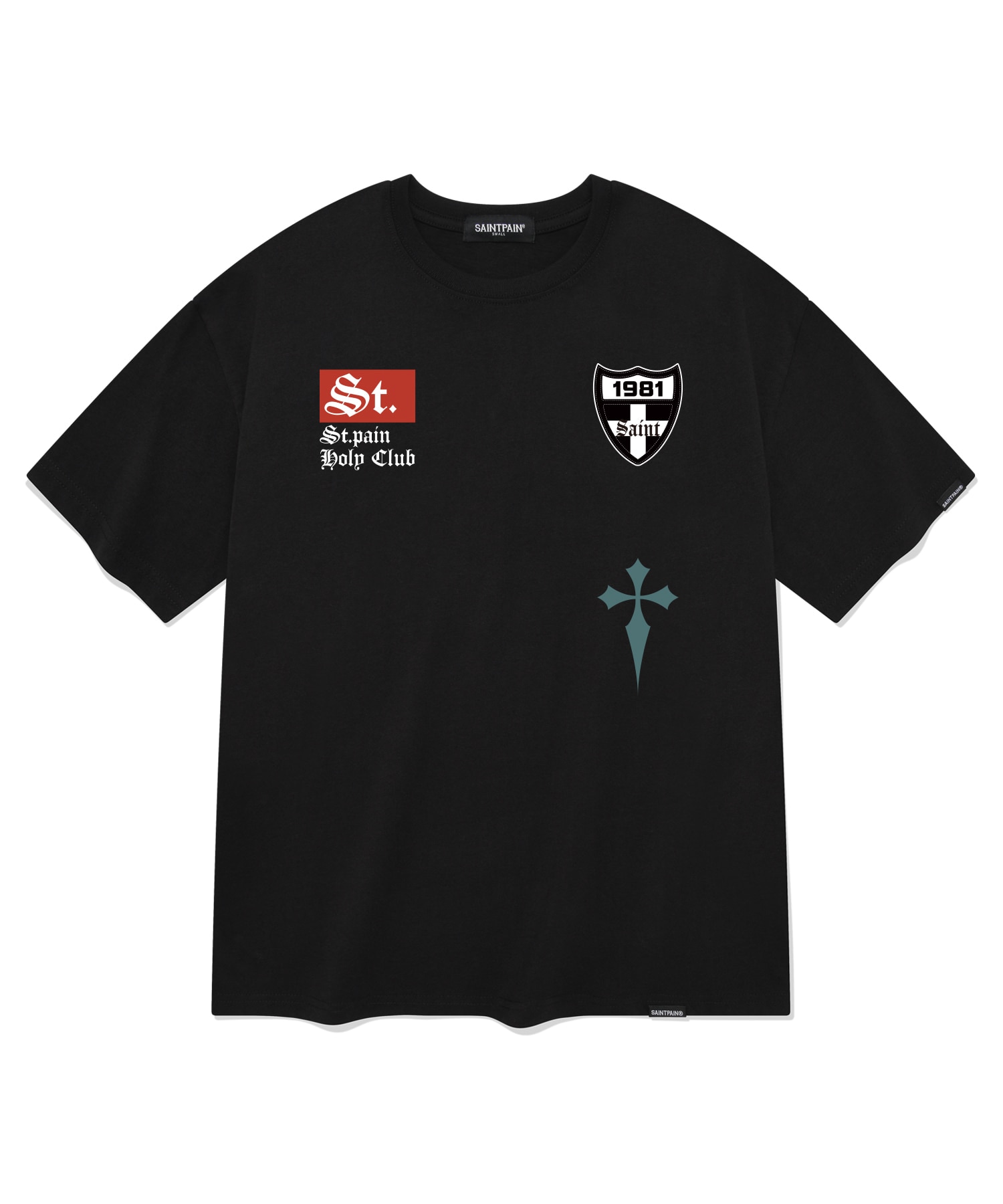SP Saint Patchwork Short Sleeve T-Shirt - Black