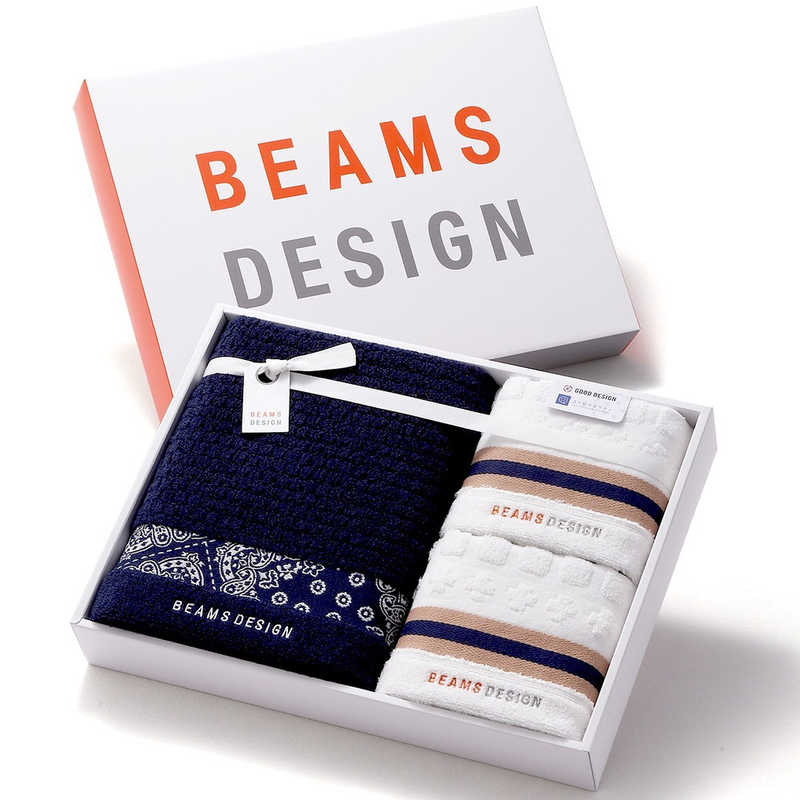 タオル美術館　ラインバンダナ フェイスタオル×2 バスタオル×1 ネイビー BEAMS
