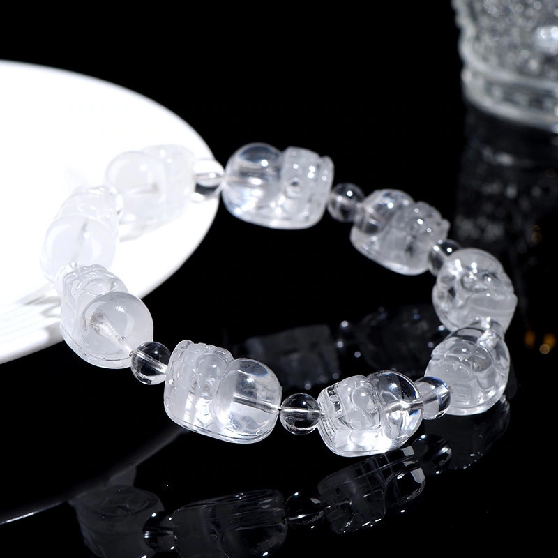 天然水晶ナチュラルホワイトゴースト貔貅ブレスレットホワイトゴースト彫刻貔貅ブレスレット工場直接販売