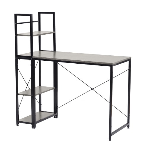 【国内発送】948【301556IAAオフィスチェア+パソコンデスク セット】【グレー】パソコンデスク ラック付き デスク ワークデスク 木製 学習デスク