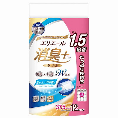 他サイト： エリエール 消臭＋トイレット フレッシュクリアの香り たっぷり長持ち 37.5m 12Ｒ Ｗの商品画像