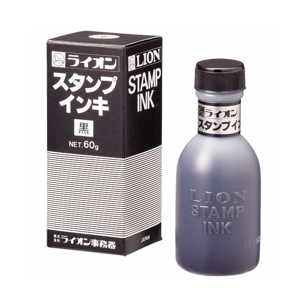 （まとめ） ライオン事務器スタンプ台No.23・CS-13専用補充インキ 水性染料 60g 黒 2号 1個 (×5セット)