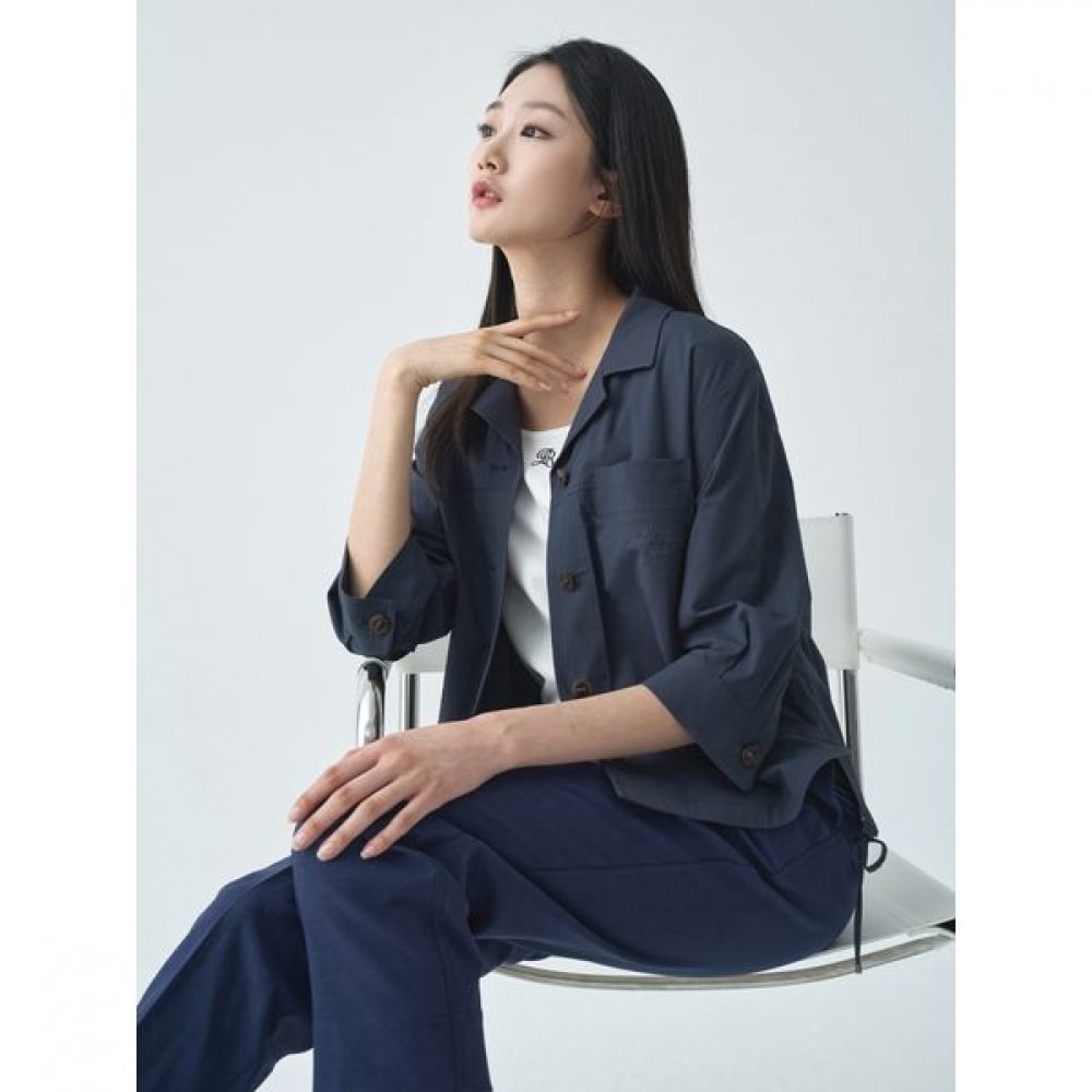 [Jisen] オープンカラーアウターウェアショートセットアップブラウス LCWSO393_NA