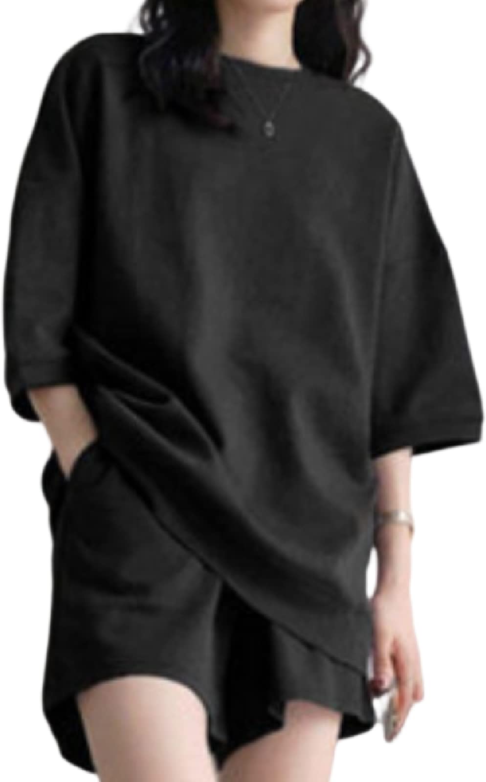 [ニューネ] スウェット セットアップ トップス ショートパンツ 上下 ルームウェア 2点セット レディース 春 夏 tシャツ 短パン 半ズボン ハーフパンツ ジャージ上下 ルーム 夏服 部屋着 マタ