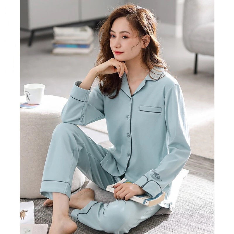 女性の秋と冬の長袖コットンプラスサイズの韓国ラペルホームウェア女性の春のスーツのための新款のパジャマ