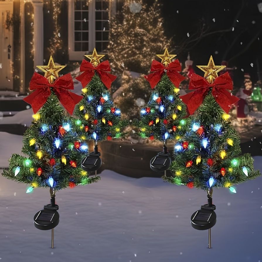 ソーラーライト ガーデンライト ガーデンオーナメント クリスマスツリー 暖色 カラフル 2カラー クリスマス装飾 癒しグッズ ガーデニング お庭 玄関ライト 園芸装飾 ギフト プレゼント お祝い ガー