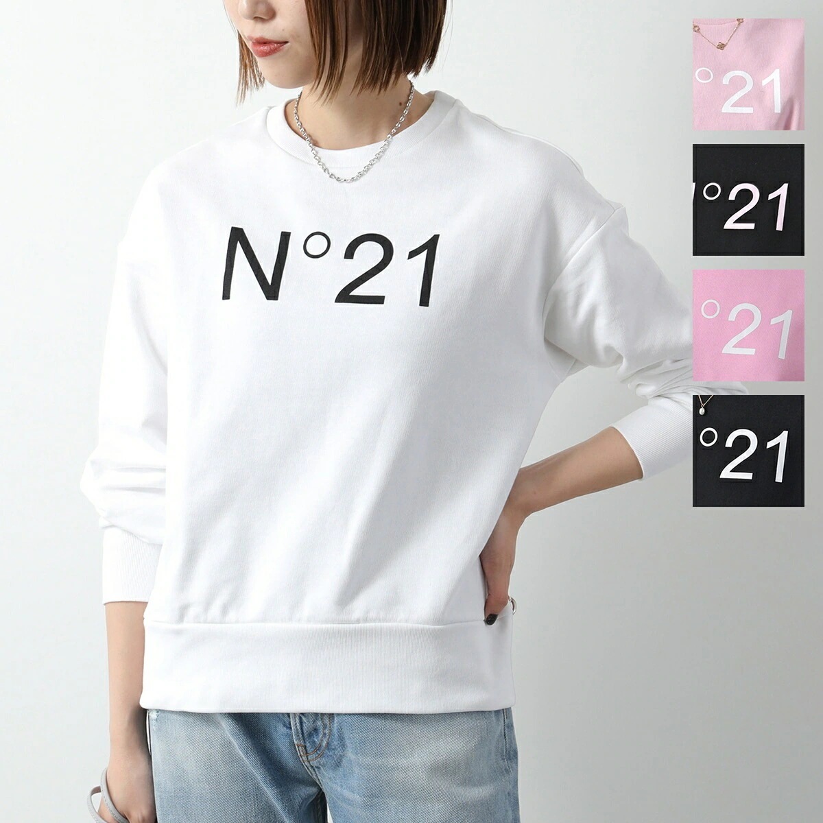 N21 KIDS ヌメロヴェントゥーノ キッズ トレーナー N21A23 N0154 レディース ガールズ スウェット コットン 長袖 クルーネック ロゴ カラー5色 【mega】