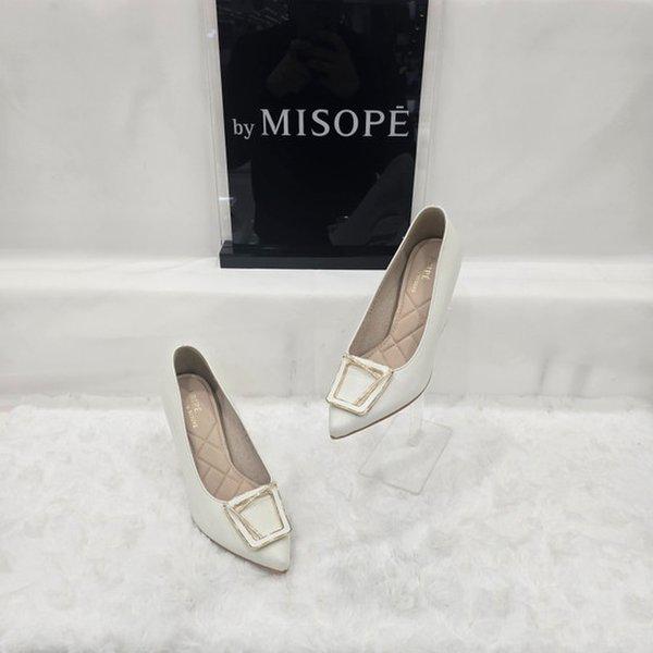 By 女性 モダン ポイント バックル ヒール 112HT411ST006 IVORY 1 JJ