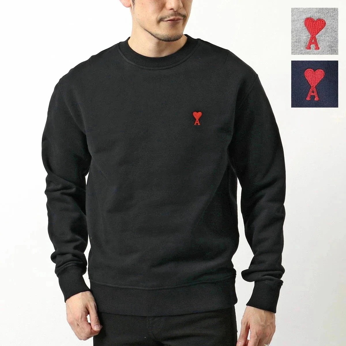ami paris アミ パリス スウェット BFUSW001.730 メンズ トレーナー ハートロゴ スモール刺繍 コットン カラー3色