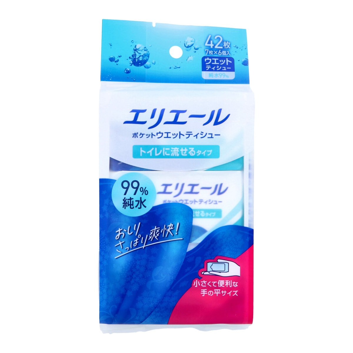 ウェットティシュ 大王製紙 ポケットサイズ トイレに流せるタイプ ノンアルコール 無香料 7枚 6個入り X10パック