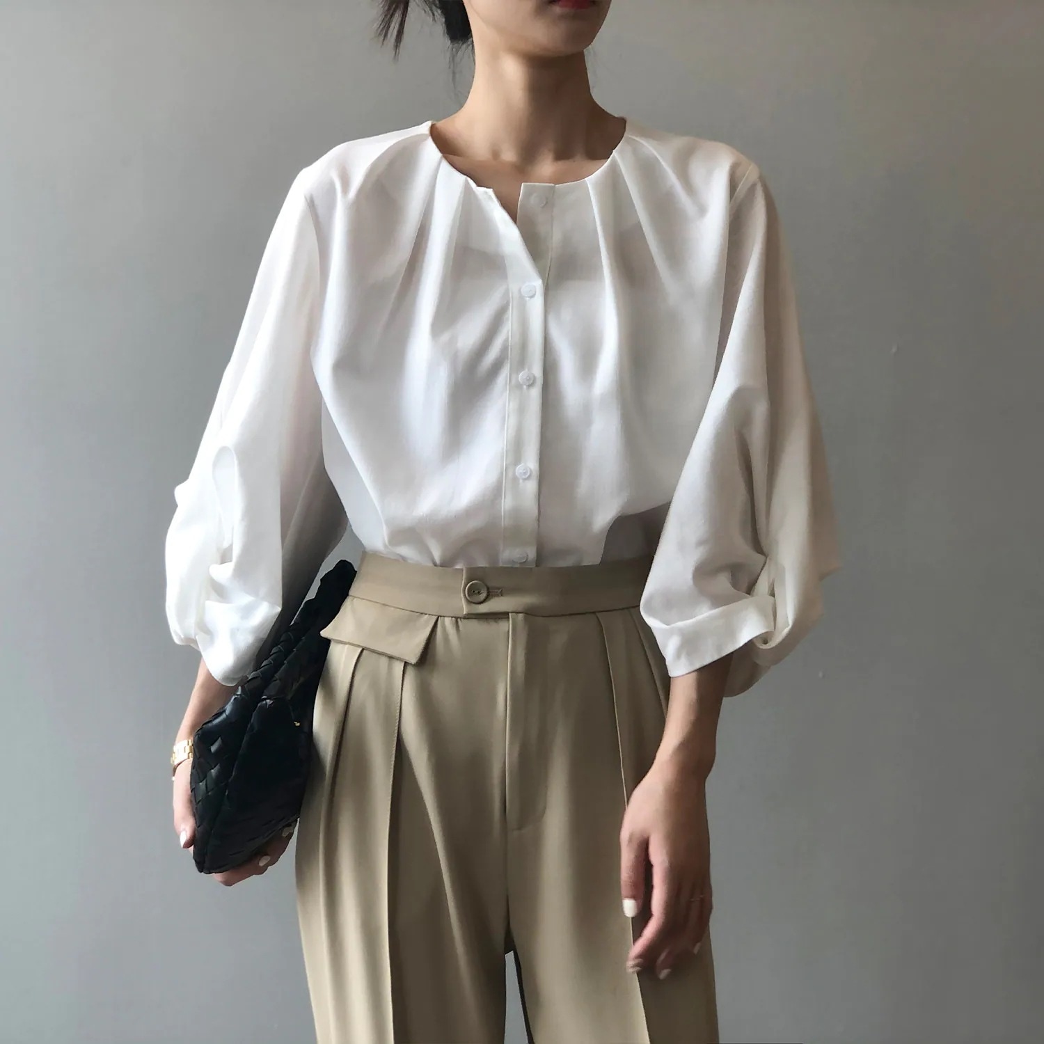 2color レディース トップス シャツ シャツブラウス デザインシャツ タック ギャザー 5,678円