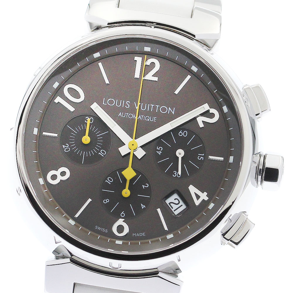 ルイ・ヴィトン LOUIS VUITTON Q1121 タンブール クロノグラフ 自動巻き メンズ 箱付き_884468【中古】